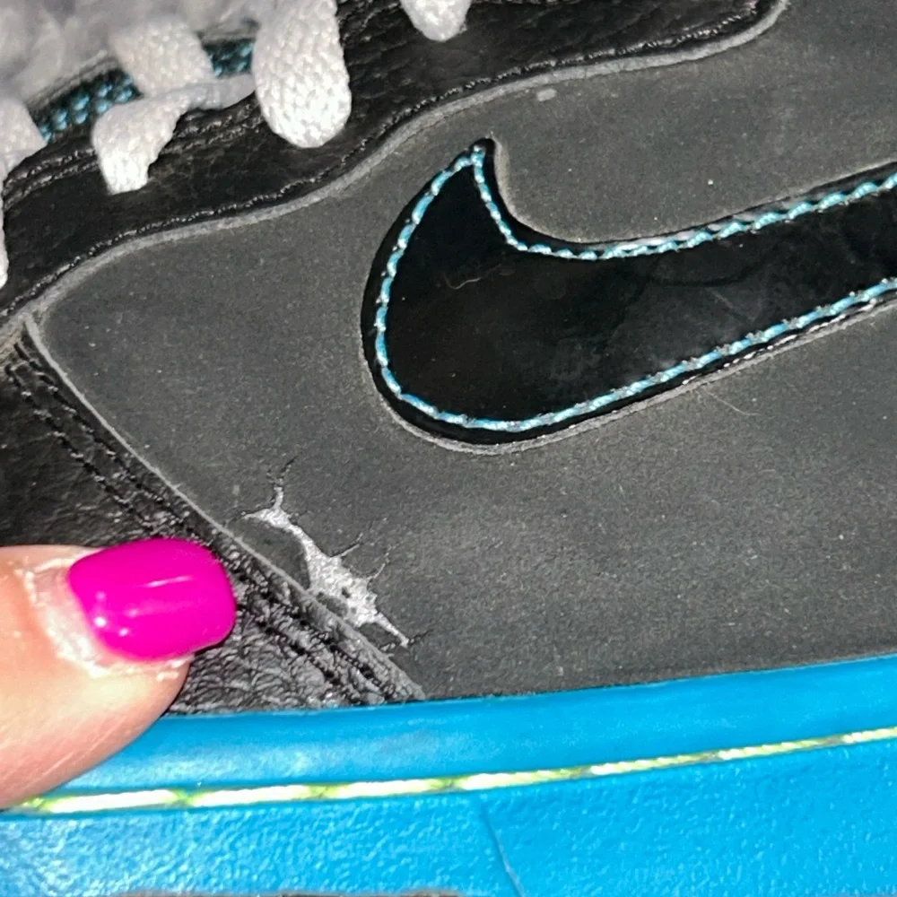 Nike Dunk Shoes Size Y5 Black/Blue‎ With Paint Splatter Design
